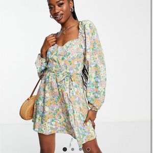 Milkmaid corset detail floral mini sundress